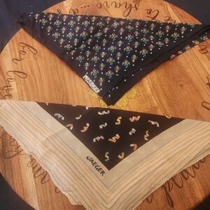 Vintage Jaeger Silk Floral and Abstract Scarves Set